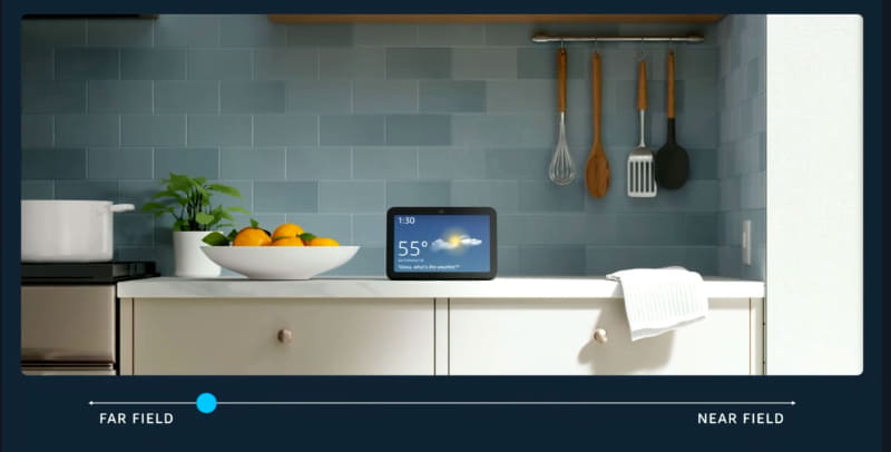 ユーザーが遠いと、気温や天気の情報をシンプルに大きく表示