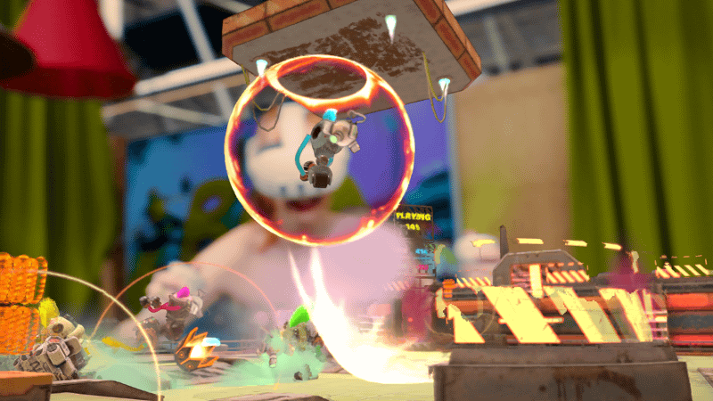 「BAM!」のプレイ画面。実際の部屋にゲームテーブルを置き、その上で対戦するようなイメージで楽しむ