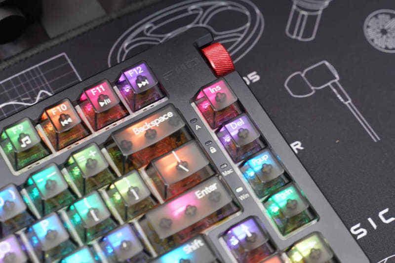 右上にボリュームノブ