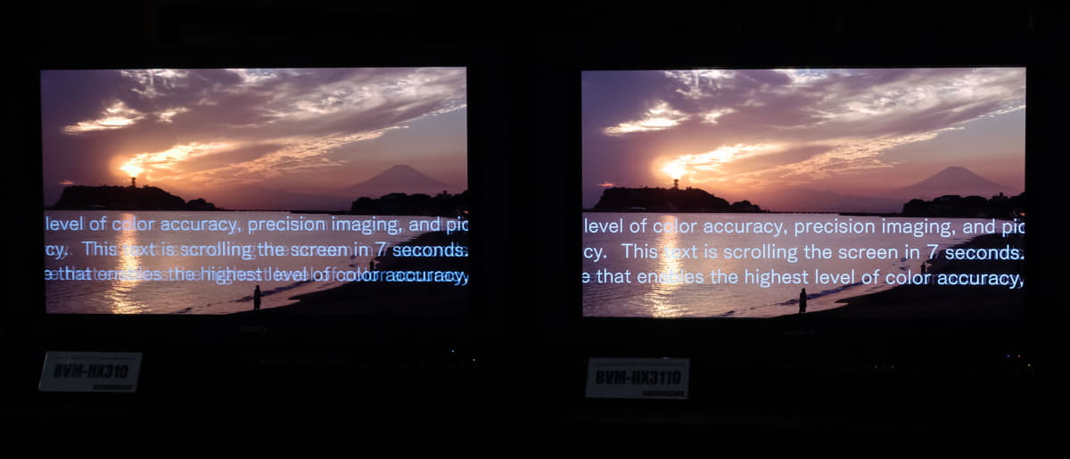 HX310(左)とHX3110の比較。HX310のテロップが2重になっている