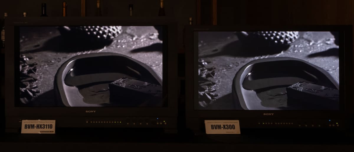 HX3110(左)とX300の比較。多少色味が違うが、硯や墨、墨汁の黒の沈み込みは、パッと見どちらが液晶でどちらが有機ELか分からないだろう