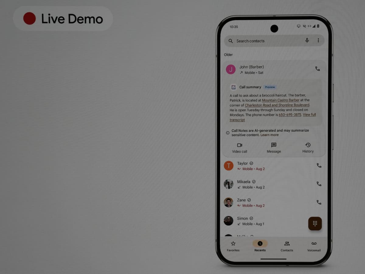 通話をデバイス内でGeminiが書き起こし、サマリーを作る「Call Notes」