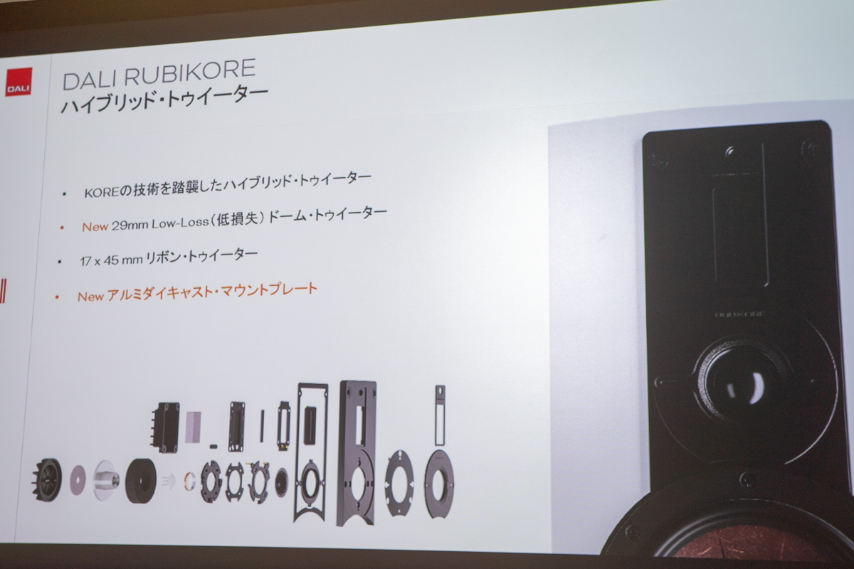 ソフトドーム・ツイーターとリボンツイーターを組み合わせている