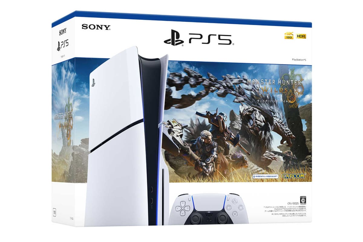 「PlayStation 5 “モンスターハンターワイルズ” 同梱版」<br><span class="fnt-70">(C)CAPCOM<br>(C)Sony Interactive Entertainment Inc. All rights reserved. Design and specifications are subject to change without notice.</span>