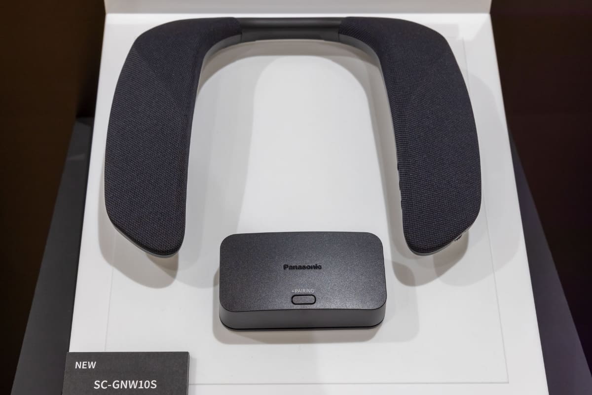 スタンダードモデルの「SC-GNW10S」。ネックスピーカー部分は共通で、違いは送信機部分