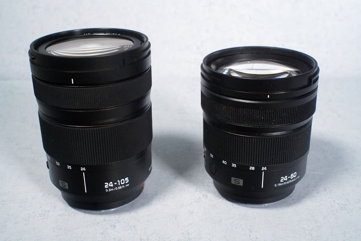 左がキットレンズとなる「LUMIX S 24-105mm F4 MACRO O.I.S」、右は同時発表された「LUMIXS 24-60mm F2.8」