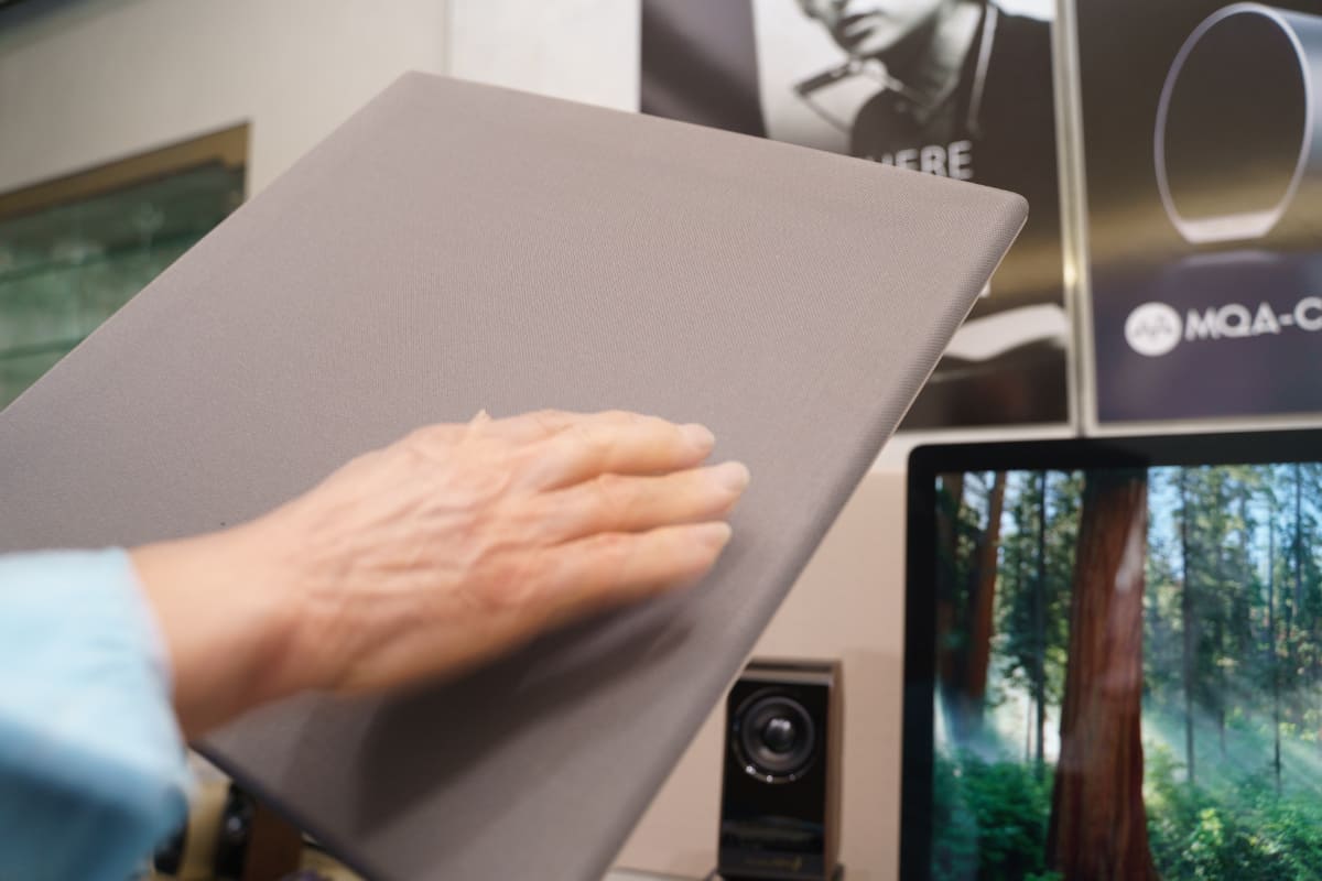 背面部分に、スピーカーの吸音材にも使われるミスティックホワイトを配置