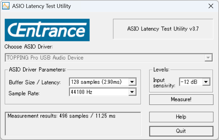 128 Samples/44.1kHzの結果