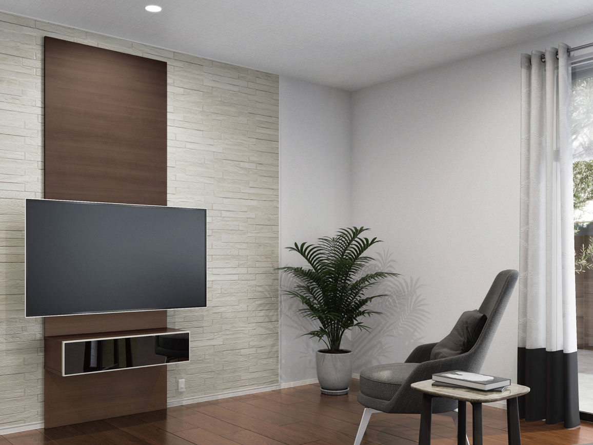 ダイケンのミセル壁掛けTVボードを使った施工例(壁掛けTVボードプラン)