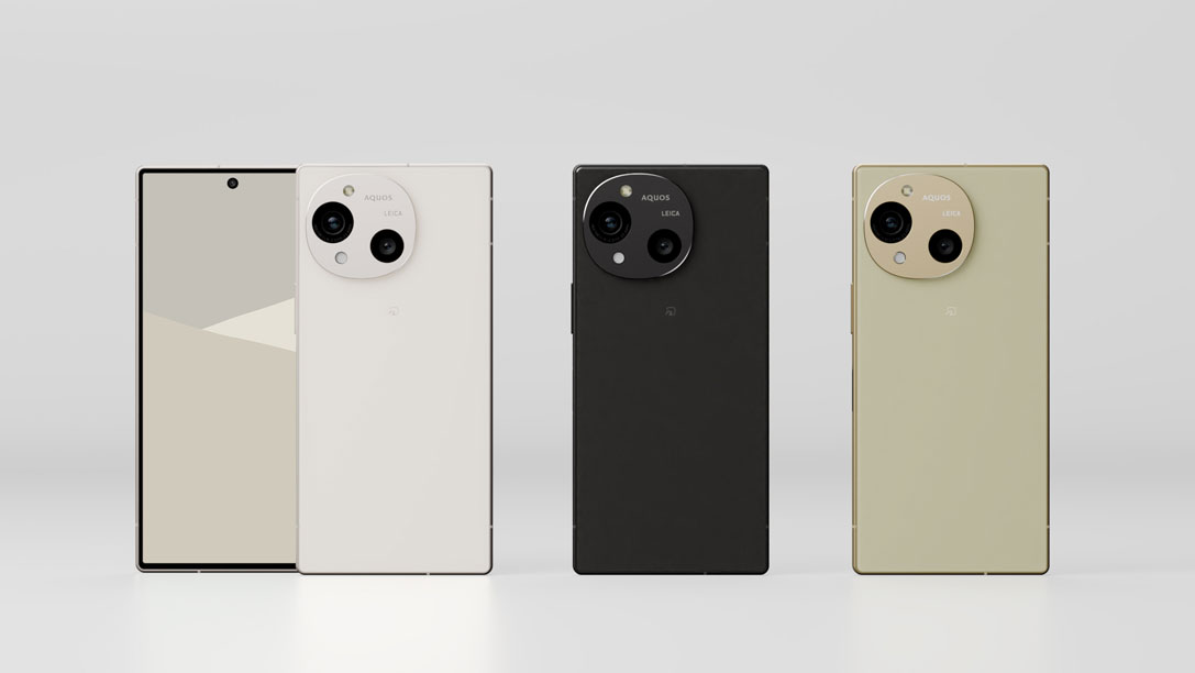 「AQUOS R10」(左から、カシミヤホワイト、チャコールブラック、トレンチベージュ)