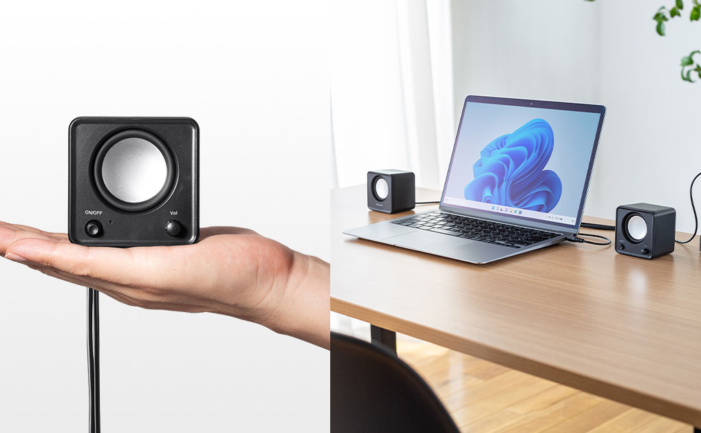 コンパクトなUSB電源スピーカー「MM-SPL23UBK」