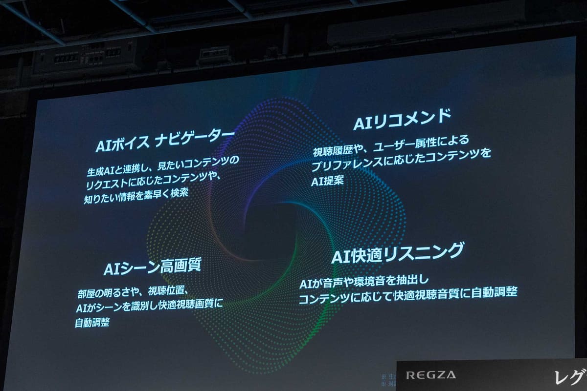 レグザインテリジェンスでは、AIシーン高画質などさまざまな機能が利用できる