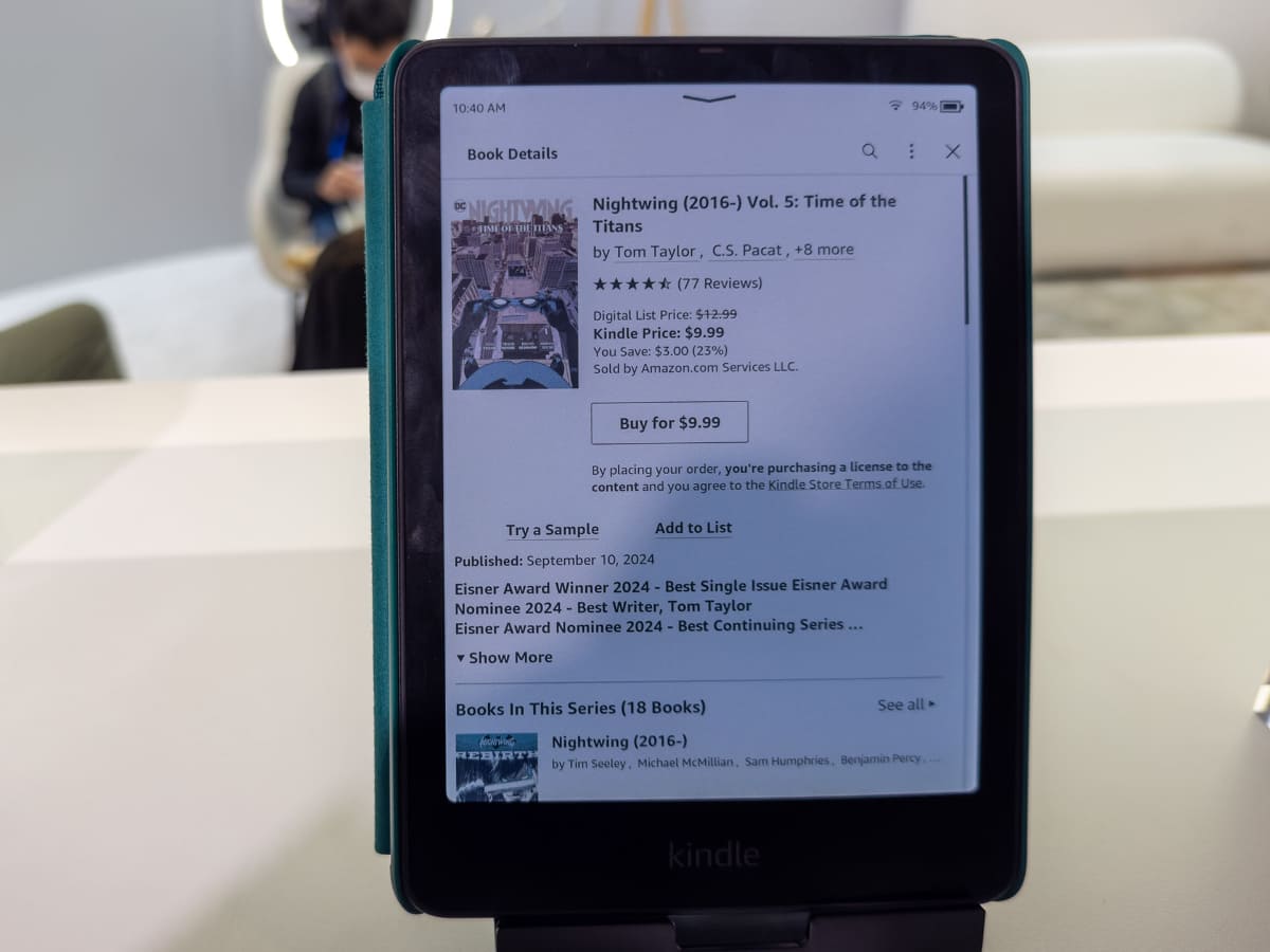 Kindleのカラー版。日本へ投入時期も遠くないようだ。写真は2025年1月のCESで撮影した英語版