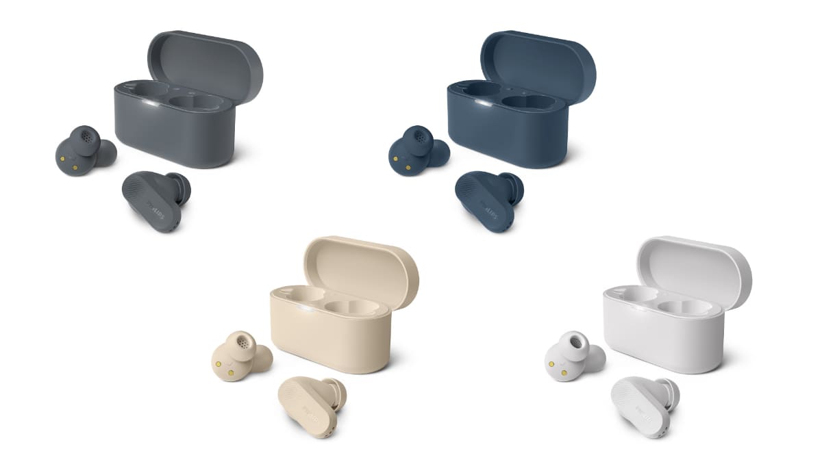 上段左からグレー、ブルー、下段左からベージュ、ホワイト