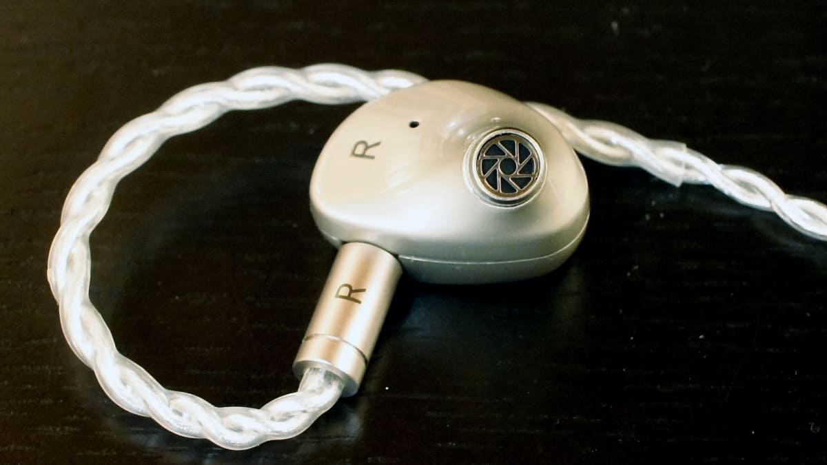 音導管部分をクローズアップ。幾何学的な模様にも見える音響レンズのようなものが装着されている