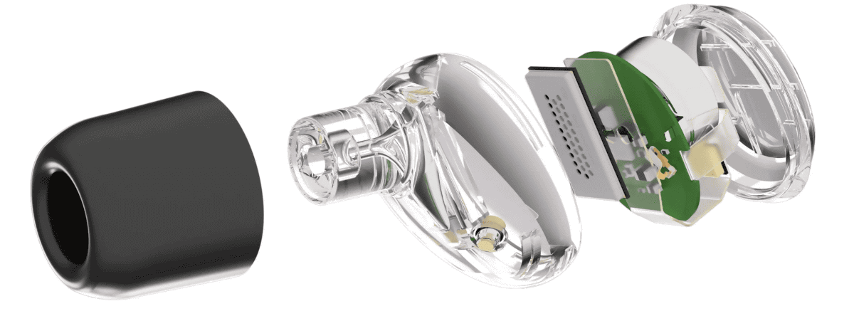 MEMSドライバーをイヤフォンに搭載したイメージ<Br><span class="fnt-70">資料提供：xMEMS Labs Inc</span>