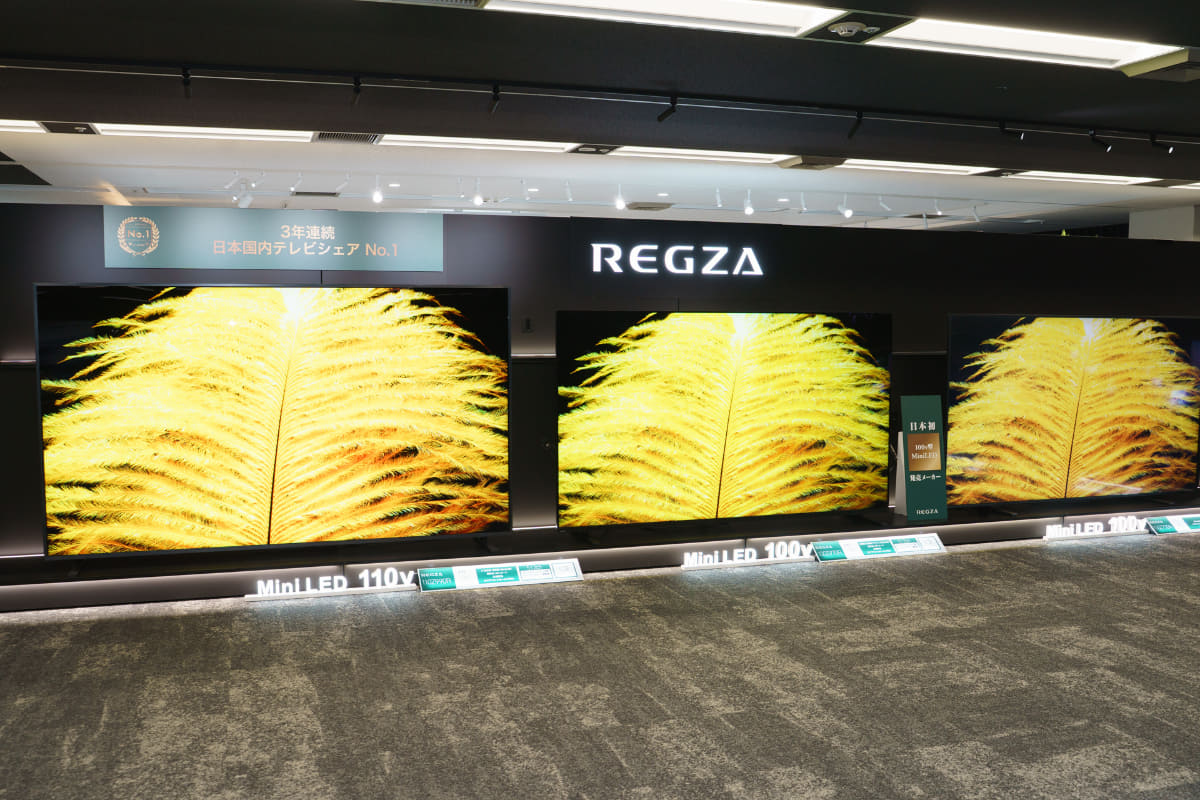 左からミニLEDの110型「110Z990R」、「Z970R」と「Z770N」の100型