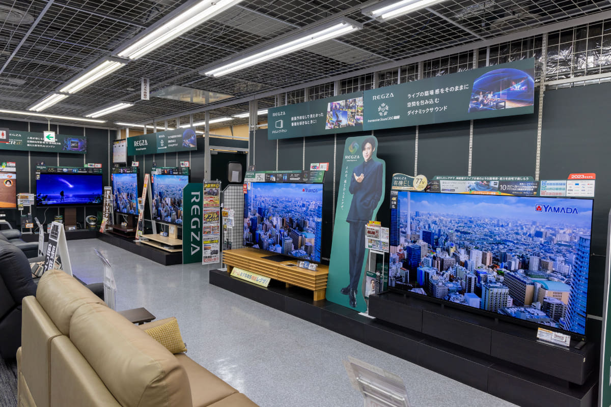 国内テレビシェアNo.1のレグザが、フロアで大々的に紹介されていた