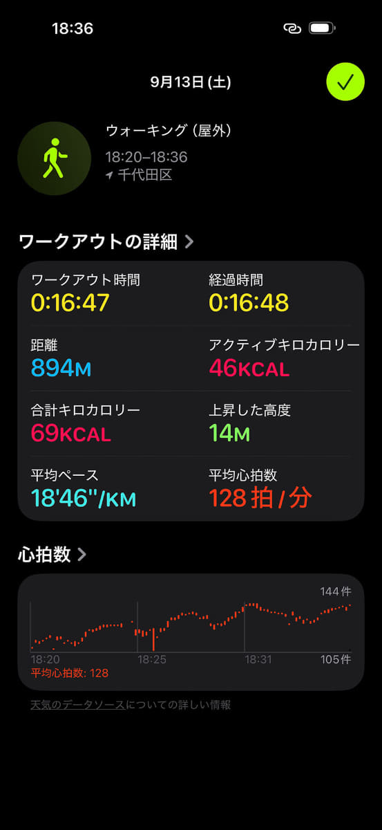 AirPods Pro 3での計測結果。Apple Watchでのものとほぼ同一の結果に