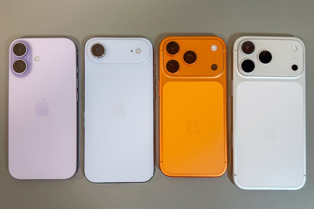 左から、iPhone 17・iPhone Air・iPhone 17 Pro・iPhone 17 Pro Max