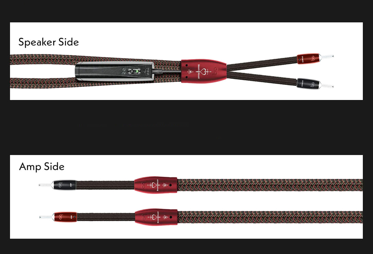 このように、スピーカー側だけまとめられているが、基本的にはプラス側とマイナス側が独立した2本のケーブルになっている