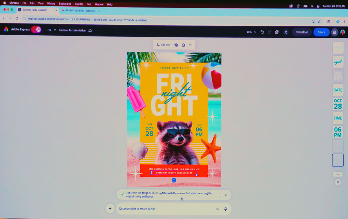 テンプレートをベースに、AIに相談しながらポスターを編集