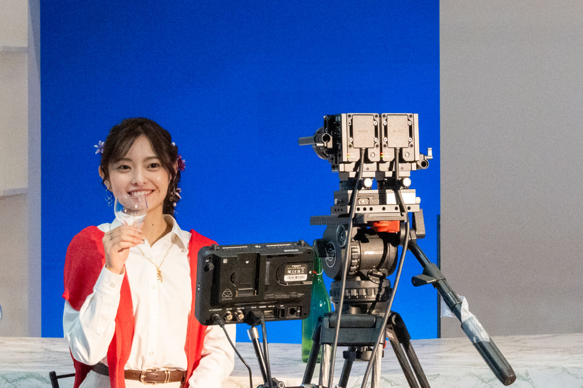 2台のVENICEエクステンションシステムMiniを組み合わせて立体映像を撮影している