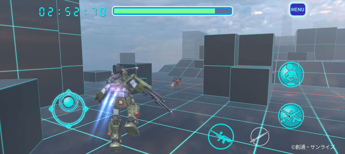 スキャンしたデータでアクションシミュレーターも楽しめる<Br><span class="fnt-70">©創通・サンライズ</span>