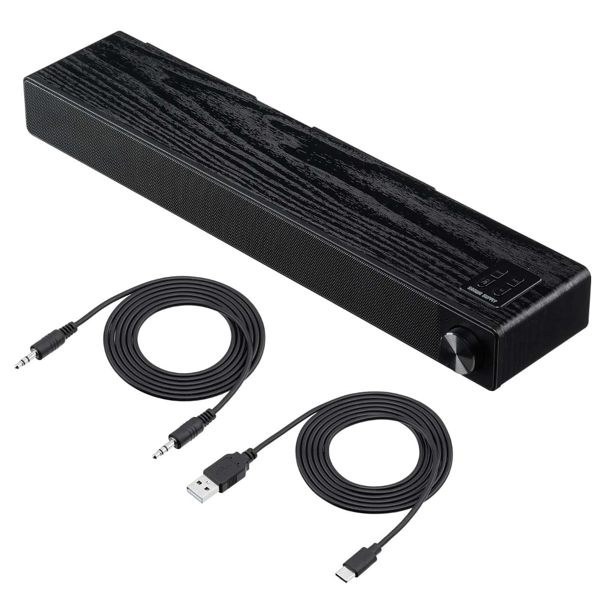 3.5mmステレオミニケーブル(約1.5m)や給電用USBケーブル(約1.5m)が付属する