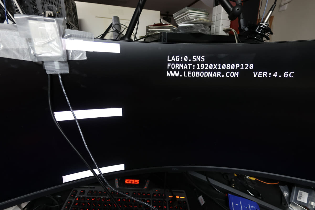 こちらはリフレッシュレート120Hzの場合。入力遅延は約0.5ms
