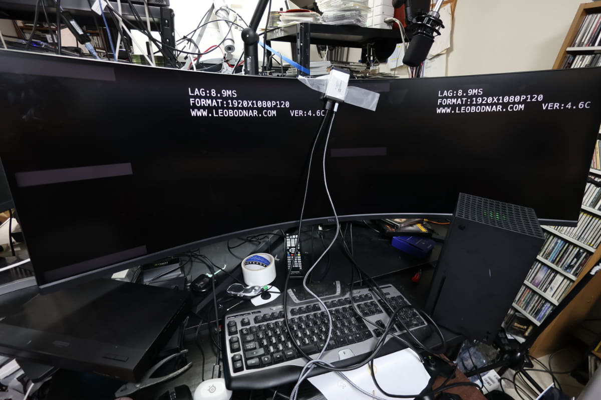 2画面モードでの遅延計測の様子