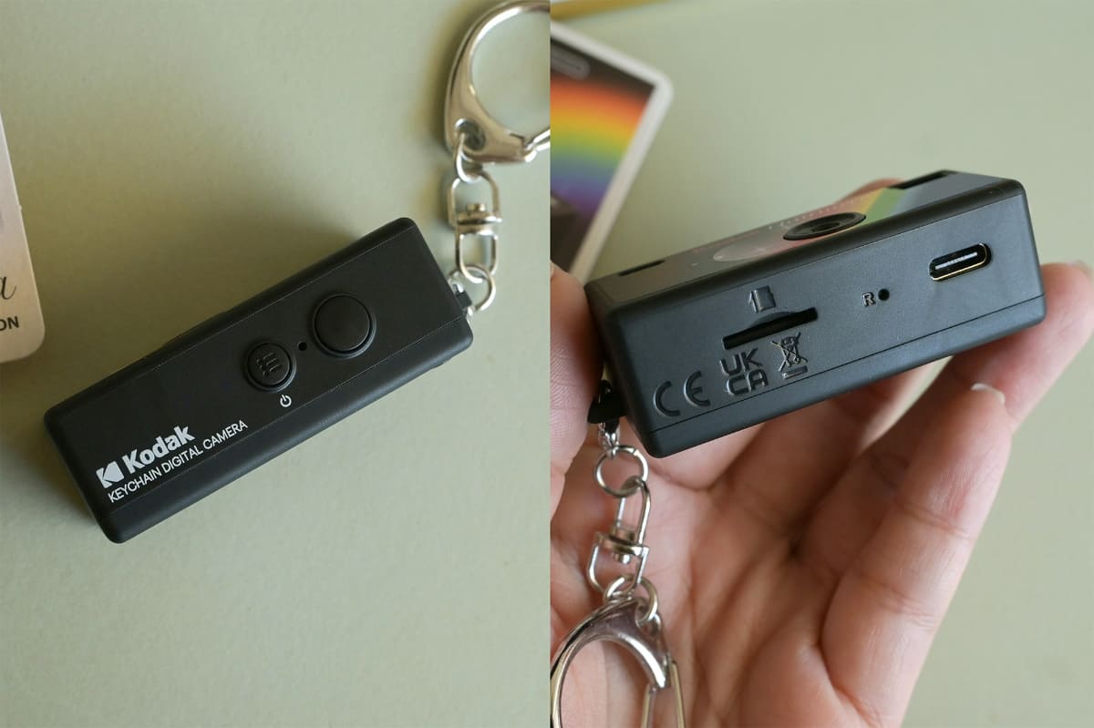 (左)本体天面に電源ボタン、シャッターボタンが並ぶ(右)反対側にはUSB-C端子とmicro SDカードの挿入口