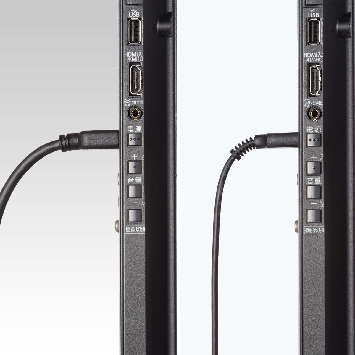 細く柔らかいため、しなやかな配線が可能だという(画像右がKM-HD20-USシリーズ)