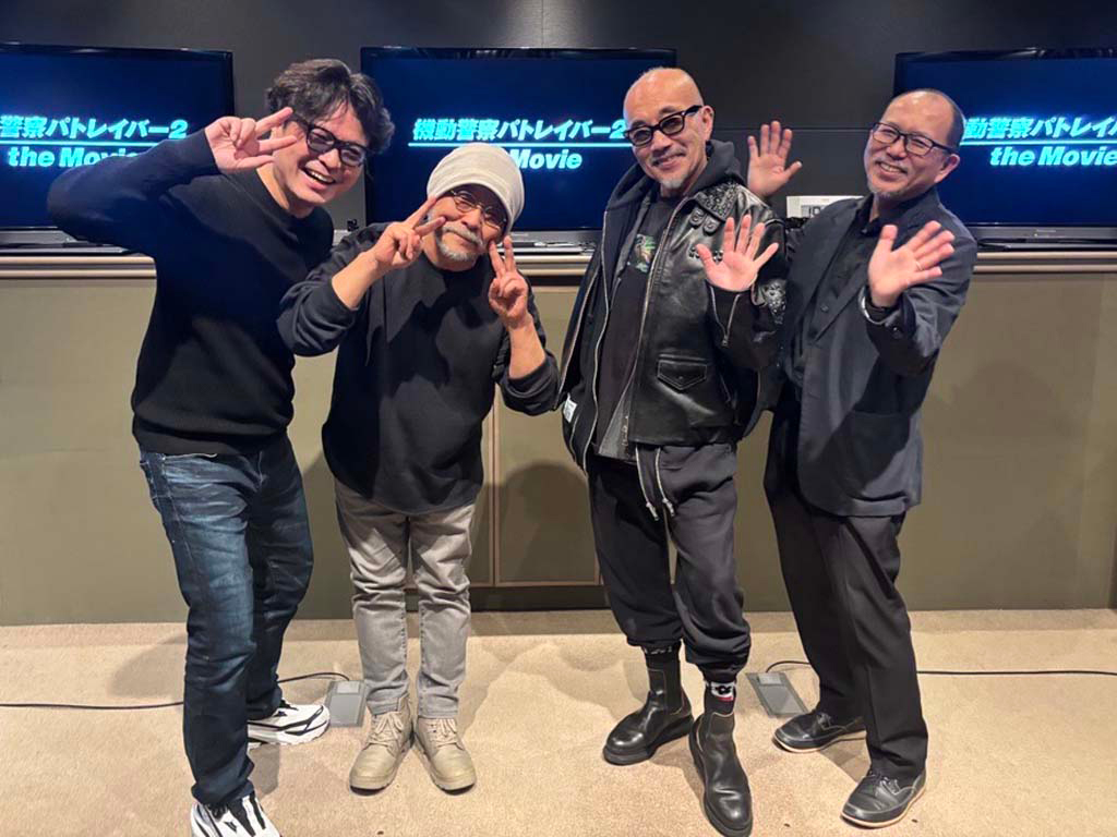 写真左から、天神英貴、押井守、竹中直人、藤津亮太