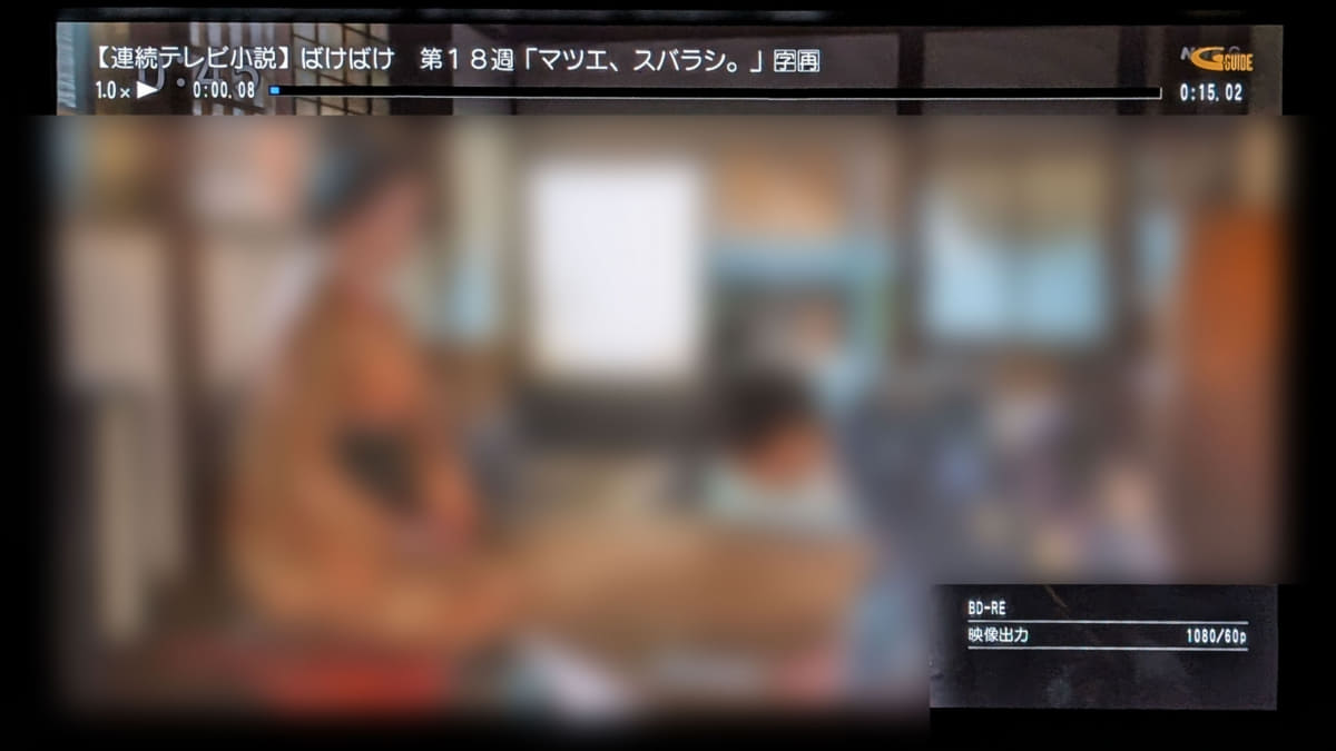 ディーガでの再生画面