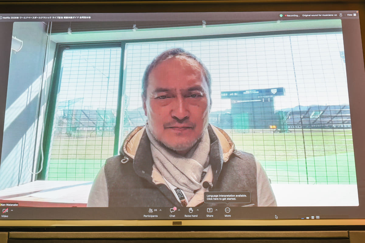 日本代表キャンプに帯同中の渡辺謙氏も、宮崎から会見に参加