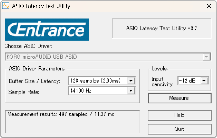 128 Samples/44.1kHzの結果
