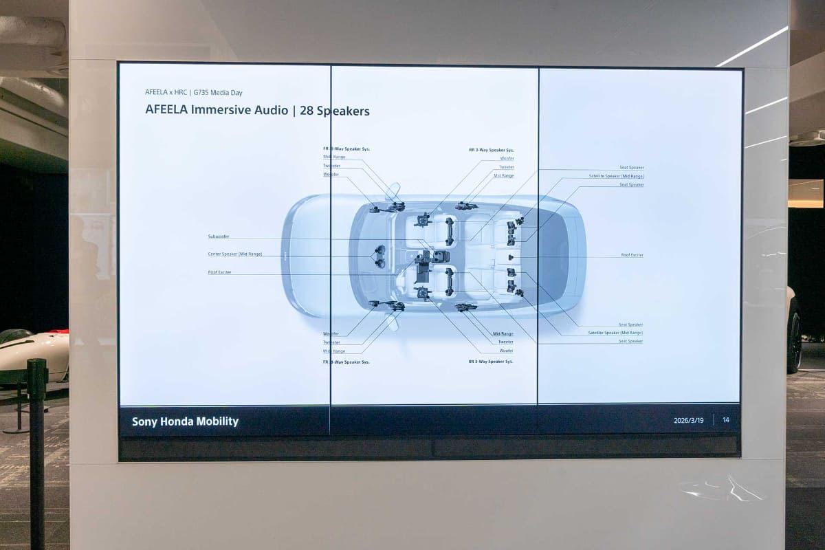 AFEELA 1はソニーのホームオーディオチームと共同で音響周りが作られており、28基のスピーカーを搭載する