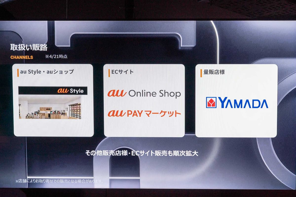 国内販売ではKDDIと協業。au Online Shopなどでも取り扱う