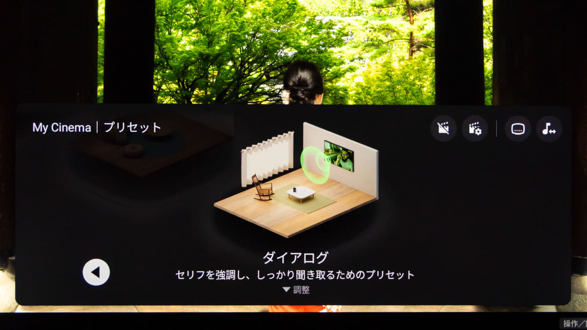 プリセットは「ディレクターズカット」のほか、「デイタイム」「ダイアログ」を用意している