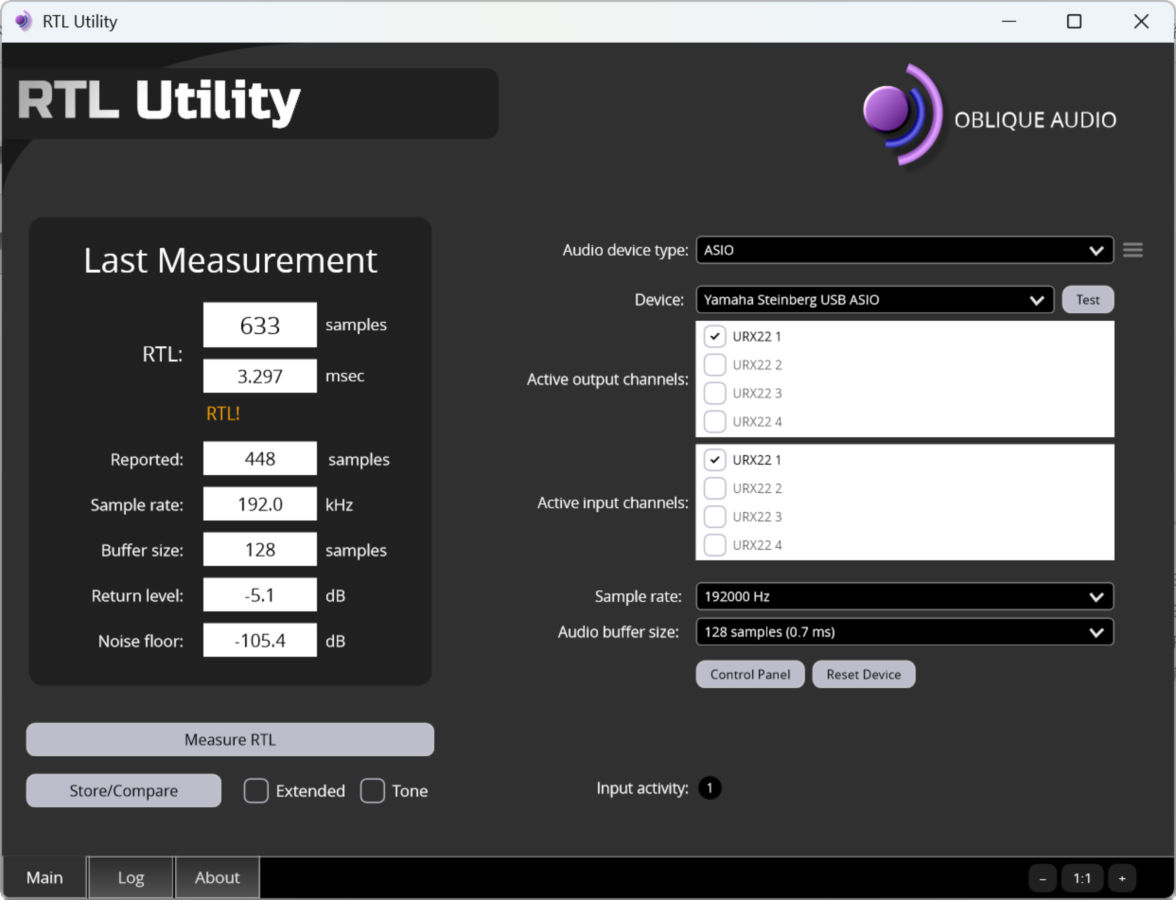 128 Samples/192kHzの結果