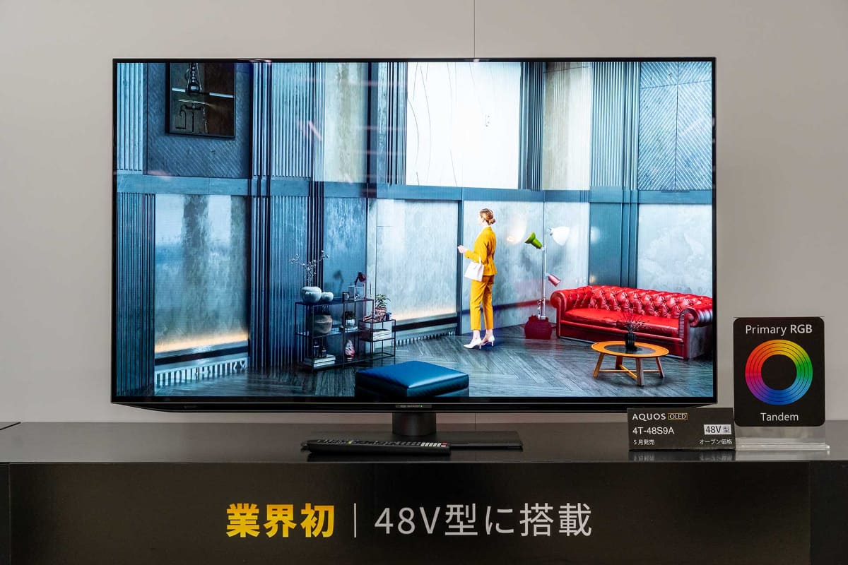 発表時点においては国内唯一の48型(タンデム最小パネル)「4T-48S9A」。表面の反射率は、55・65・77型とは若干異なる