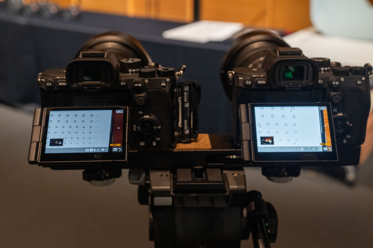 右のα7R VIの方がより細かい記号までハッキリと写っている