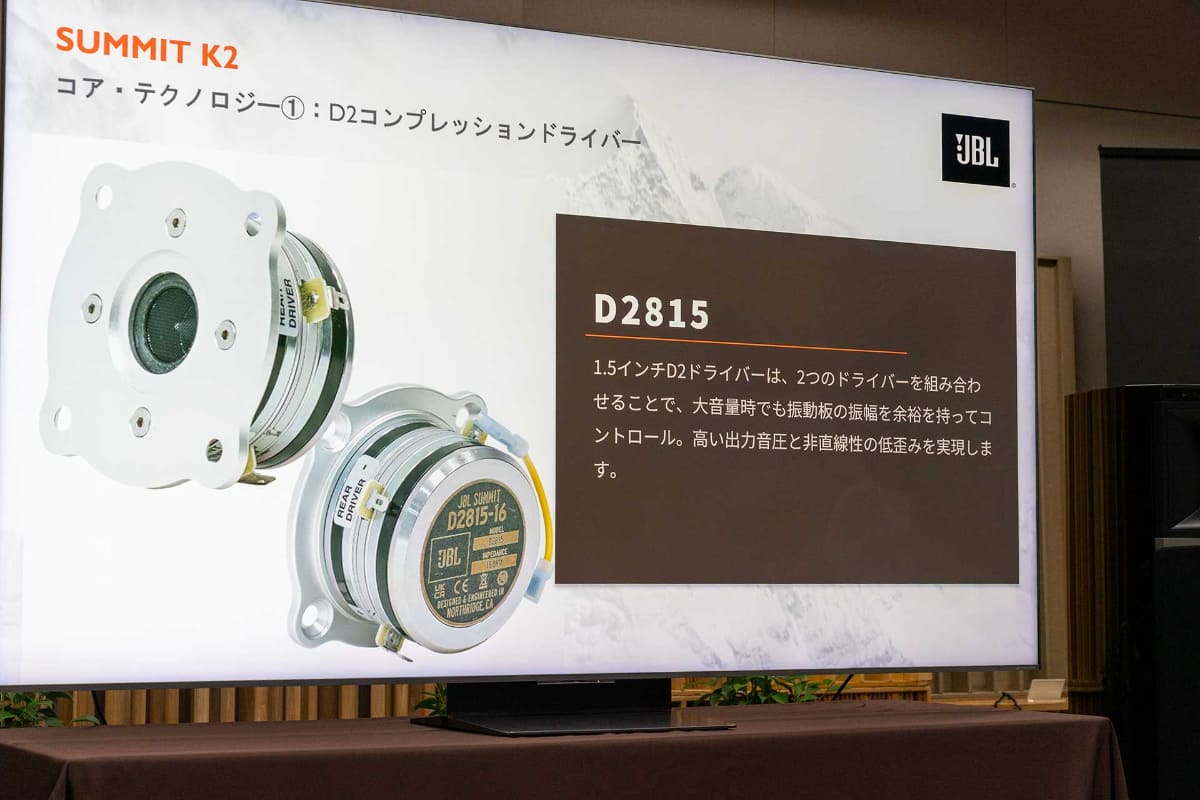 38mm径D2コンプレッションドライバー「D2815」3基をバランスの取れた対称配置で統合する「3-into-1 マニフォールド」を採用