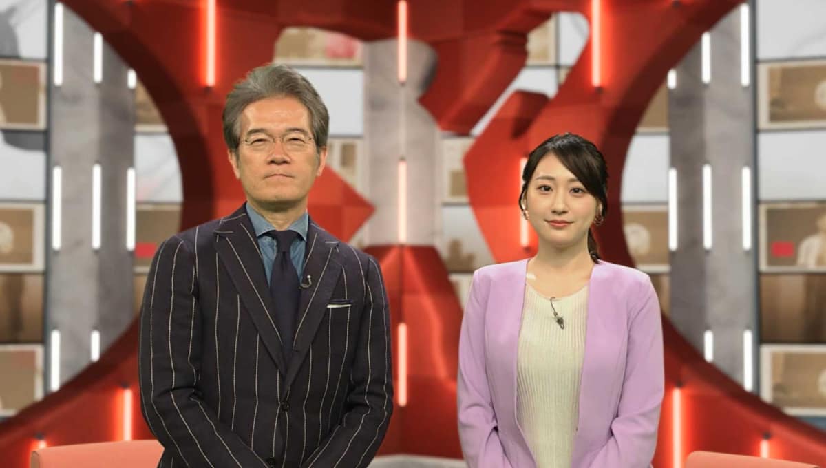 有馬嘉男キャスターと大谷舞風アナウンサー