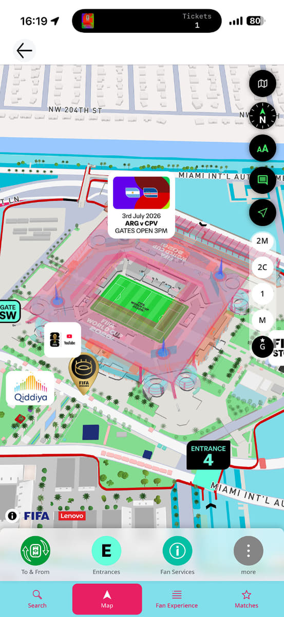 公式アプリではスタジアムの3Dデータなども提供