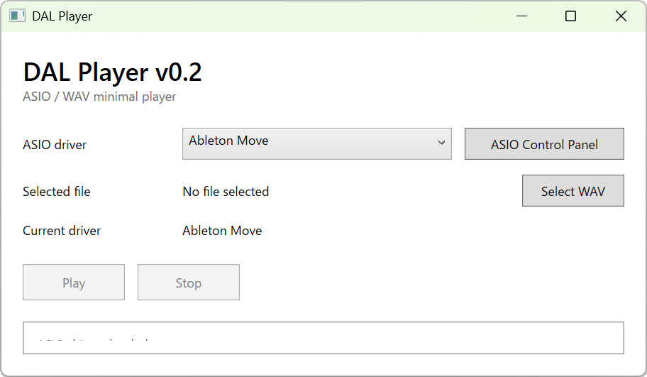 画面にASIO Control Panelボタンが追加された