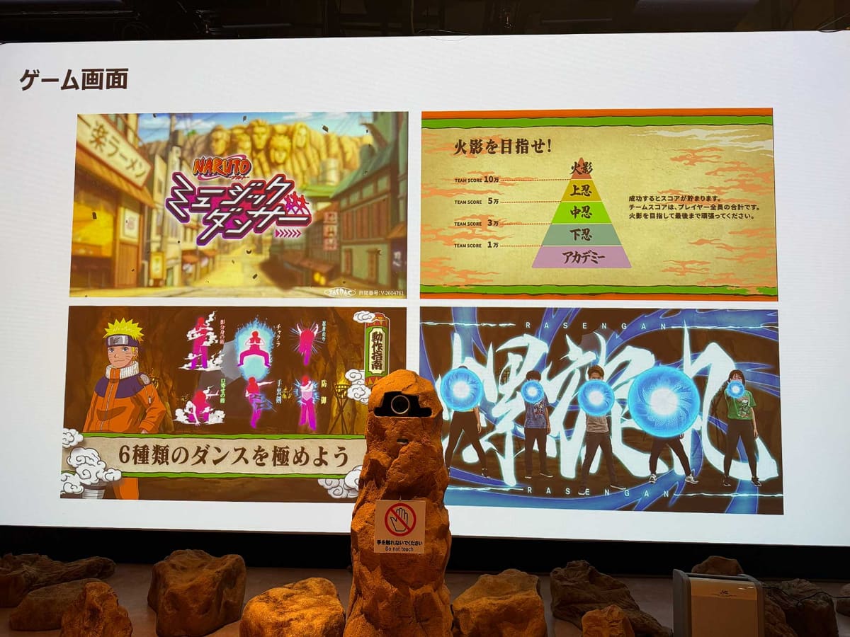 ゲーム画面の例。最大5人でチームスコア10万以上の「火影」を目指す