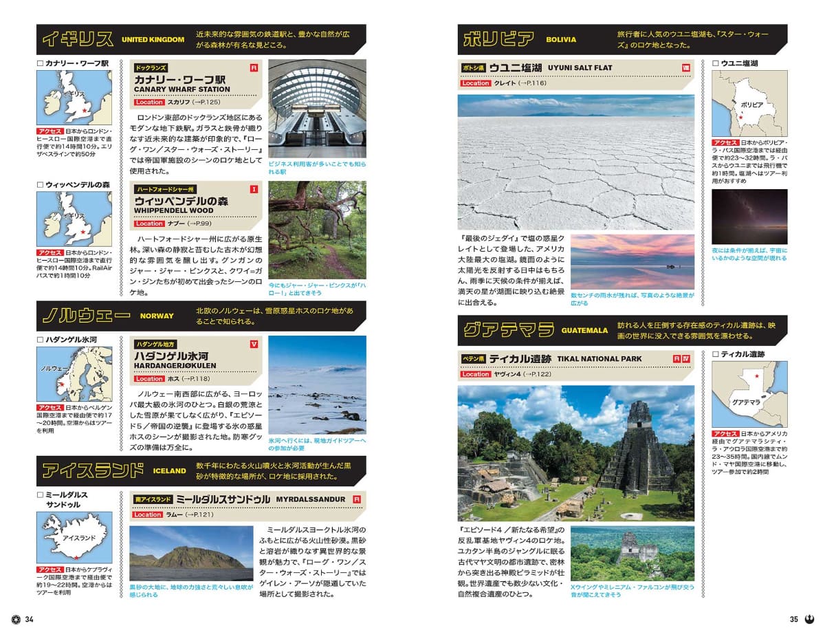 国別に、『スター・ウォーズ』ロケ地の基本情報とアクセス方法を掲載