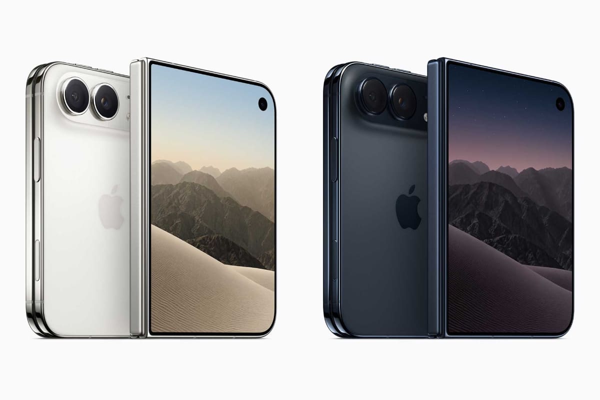 iPhone初の折りたたみ「iPhone Duo」。左がスターホワイト、右がナイトスカイ